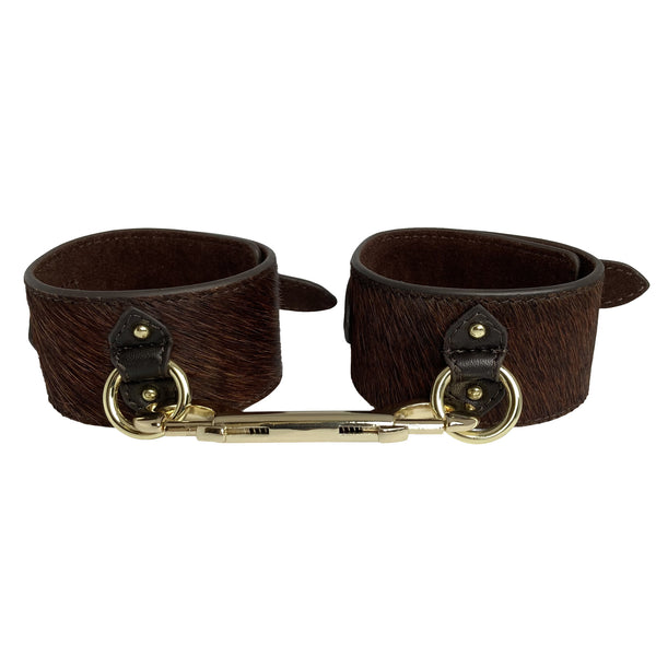 Pony Leather Ankle Cuffs Chocolate