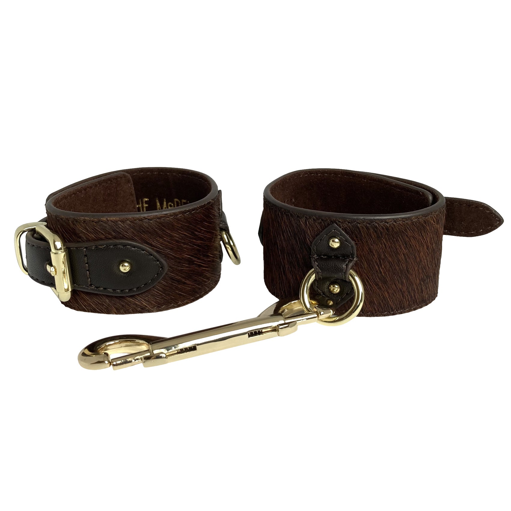 Pony Leather Ankle Cuffs Chocolate