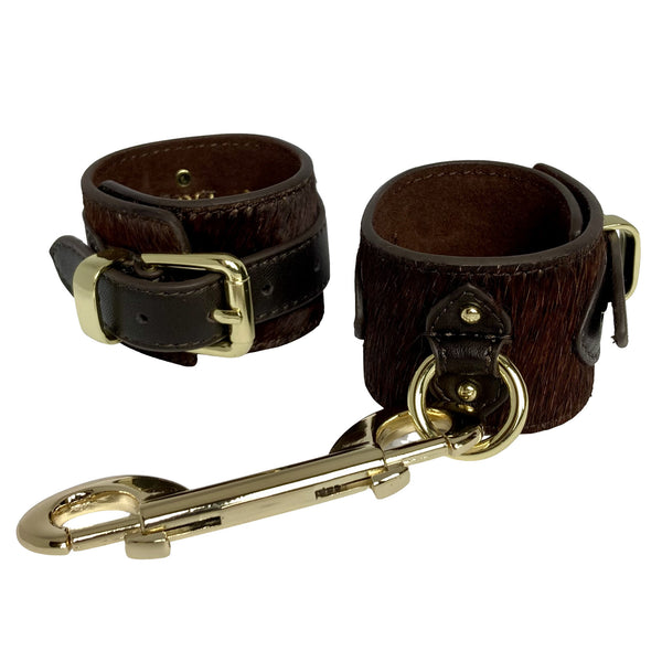 Pony Leather Wrist Cuffs Chocolate