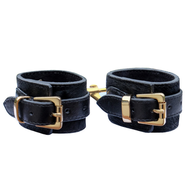 Pony Leather Ankle Cuffs Black