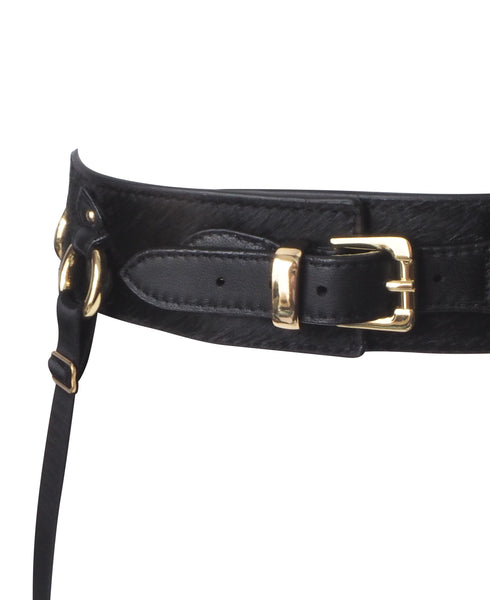 Pony Leather Bondage Suspender Belt