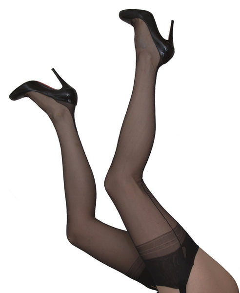 Fully Fashioned Havana Heel Stockings Black