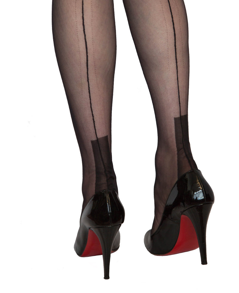 Fully Fashioned Havana Heel Stockings Black
