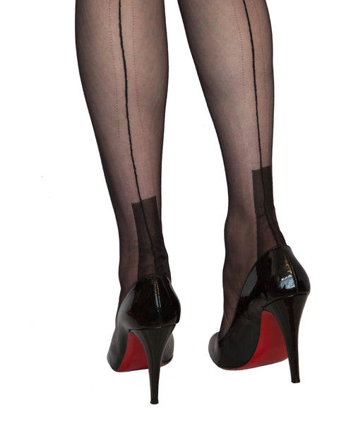 Fully Fashioned Havana Heel Stockings Black