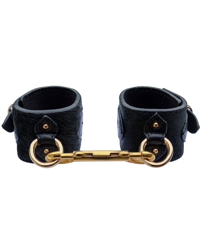 Pony Leather Wrist Cuffs Black