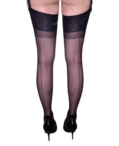 Seamed RHT Black Stockings