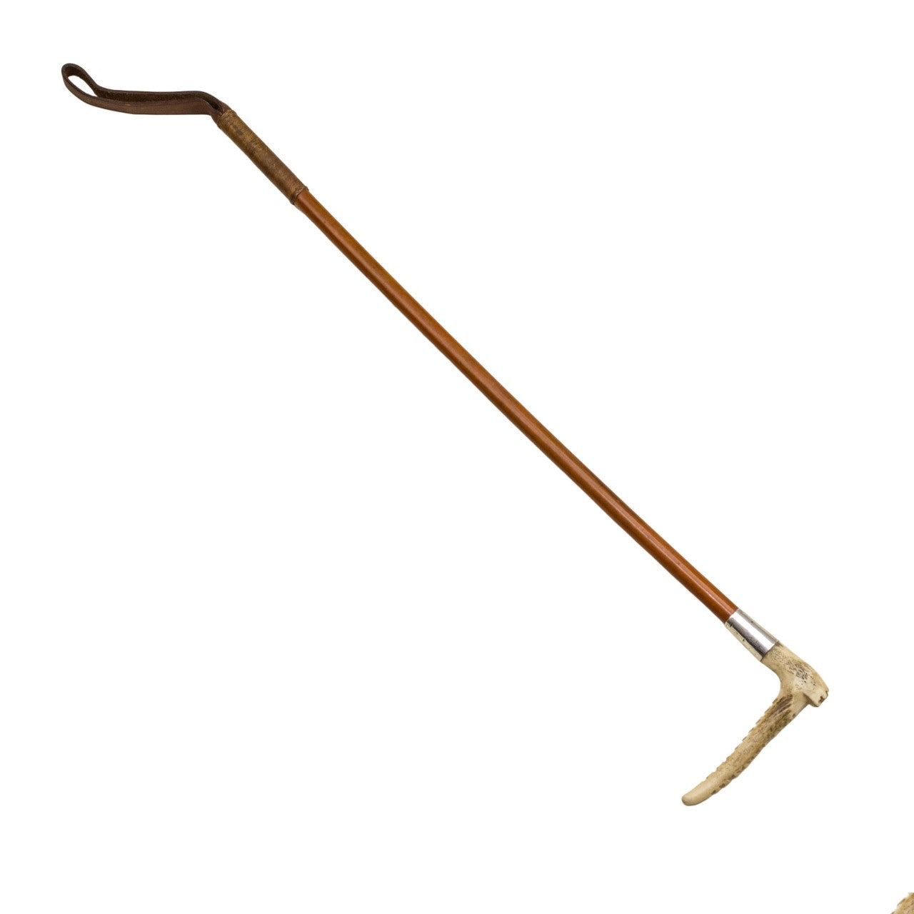 Riding Crop with Antler Handle & Silver collar